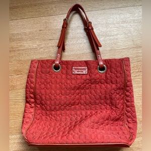 Vintage Kate Spade ♠️ orange puffer logo tote bag
